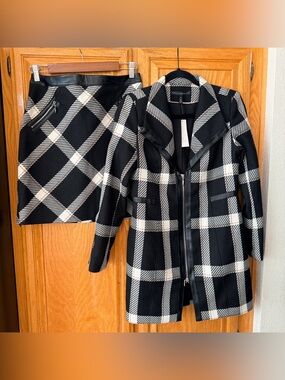 White House Black Market plaid zippered jacket and skirt size XS